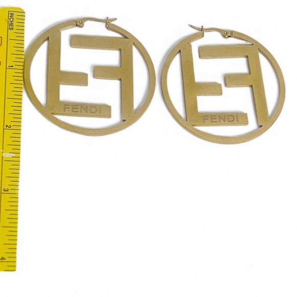 50mm/1.969 inch Gold Initial FF Hoop Earrings 1.969 inch - Picture 2 of 3